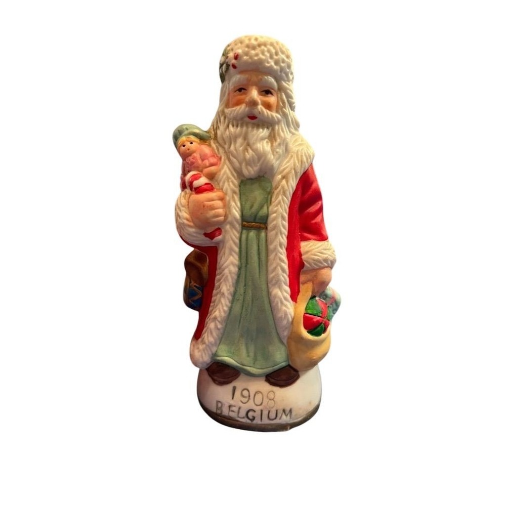 Vintage 1908 Belgium Old World Santa‎ Hand-Painted Ceramic Figurine Christmas
